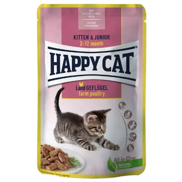 Happy Cat bocconi in salsa Kitten e Junior 85 gr
