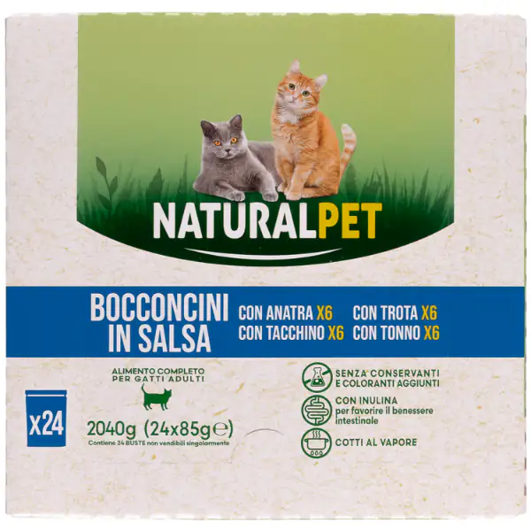 NaturalPet Cat Adult Bocconcini in salsa multipack 24x85 gr