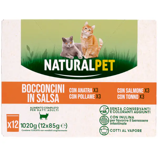 NaturalPet Cat Adult Bocconcini in salsa multipack 12x85 gr