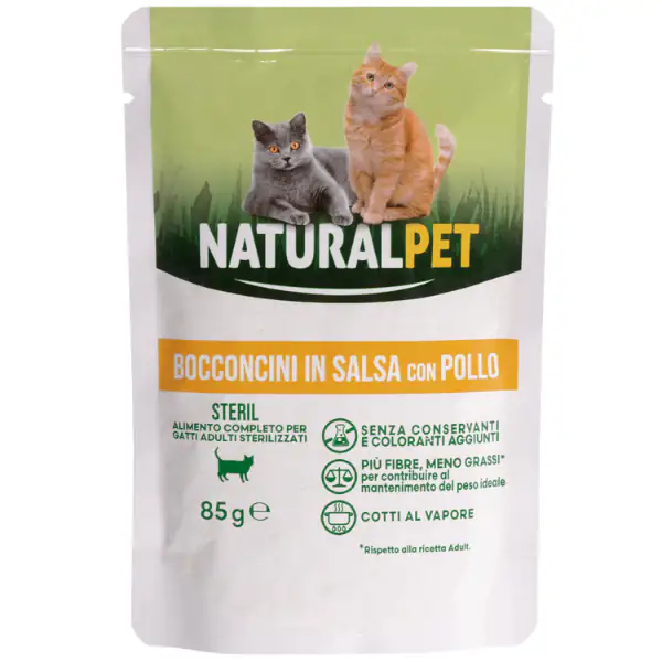 NaturalPet Cat Adult Sterilised Bocconcini in salsa 85 gr