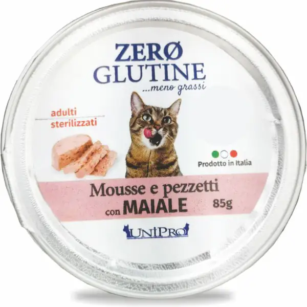 Unipro Zero glutine Mousse e pezzetti Cat Adult 85 gr