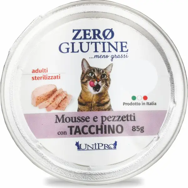 Unipro Zero glutine Mousse e pezzetti Cat Adult 85 gr