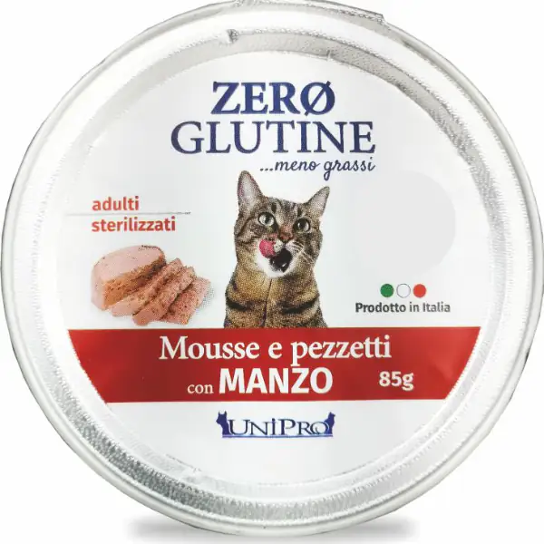 Unipro Zero glutine Mousse e pezzetti Cat Adult 85 gr