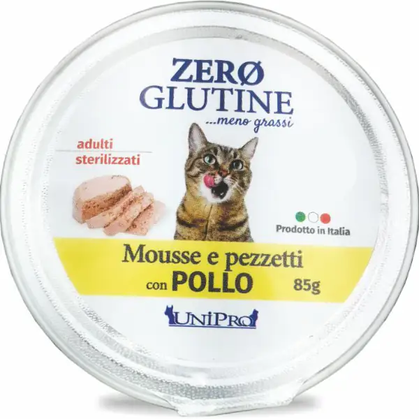 Unipro Zero glutine Mousse e pezzetti Cat Adult 85 gr
