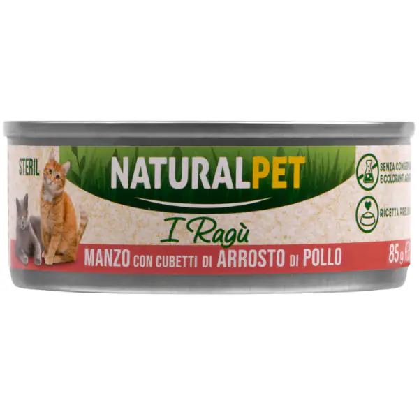 NaturalPet Cat Sterilized Deliziosi Ragù di carne 85 gr
