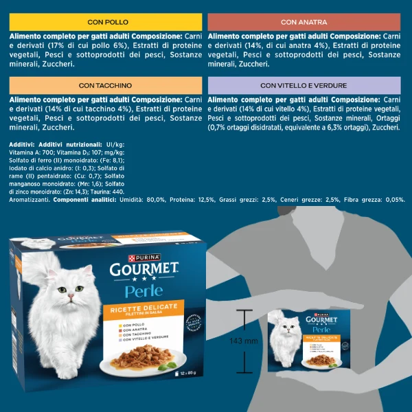 Purina Gourmet Perle selezionate Filettini in salsa multipack 12x85 gr
