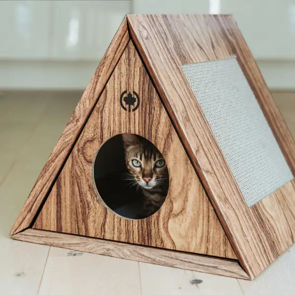Tiragraffi triangolare a forma di casetta con nicchia CanadianCat