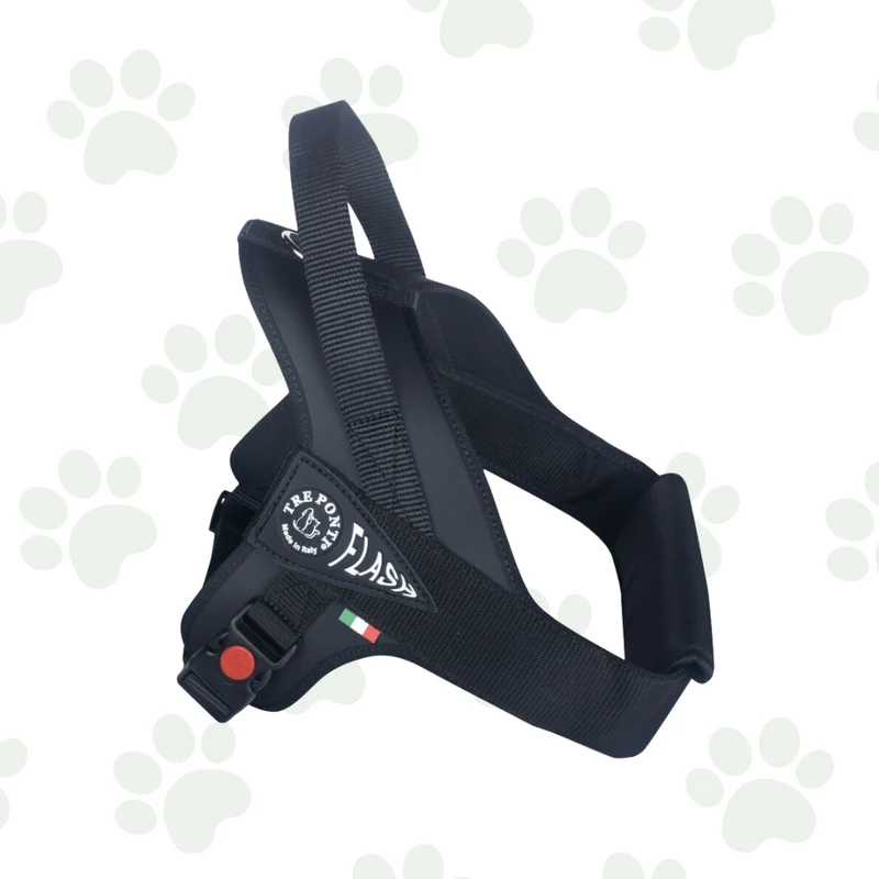 Flash - Pettorina per cani nera rifrangente taglia L