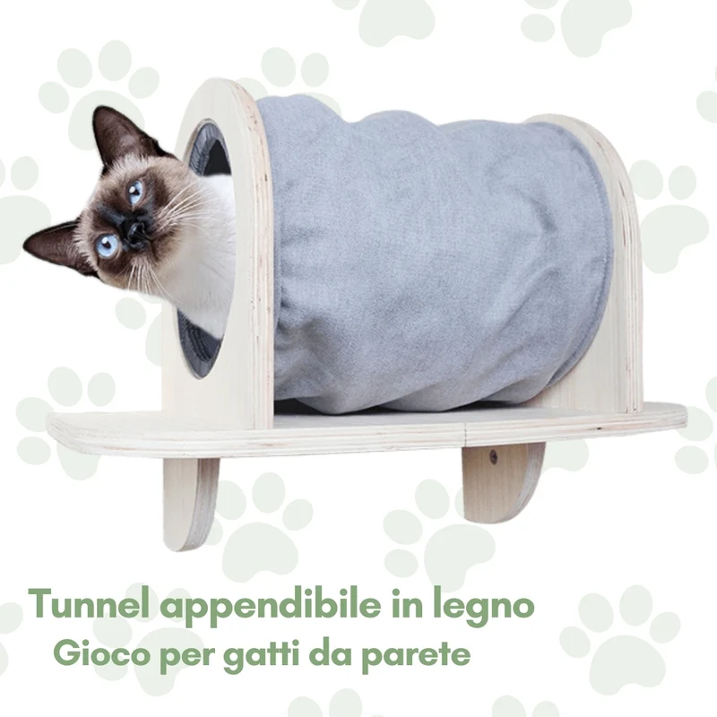 Tunnel Appendibile in Legno per Gatti