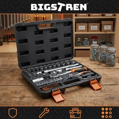 Set di utensili Bigstretch da 72 pezzi, chiavi a bussola da 1/4" e 1/2", cricchetti da 72T