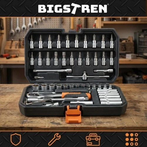 Set di utensili Bigstret, valigetta portautensili da 56 pezzi, chiavi a bussola da 1/4"