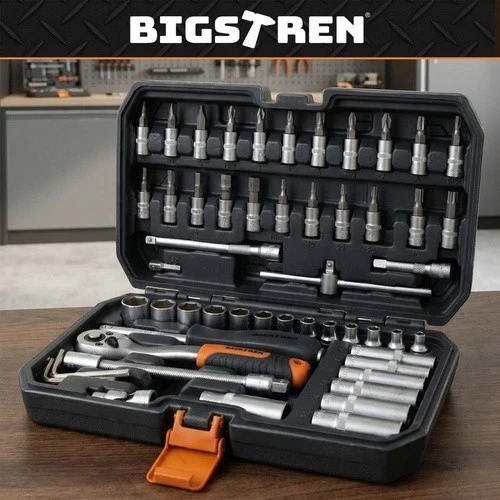 Set di utensili Bigstret, valigetta portautensili da 56 pezzi, chiavi a bussola da 1/4"