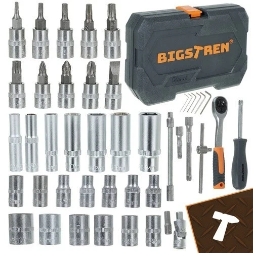 Set di utensili Bigstret, valigetta portautensili da 56 pezzi, chiavi a bussola da 1/4"