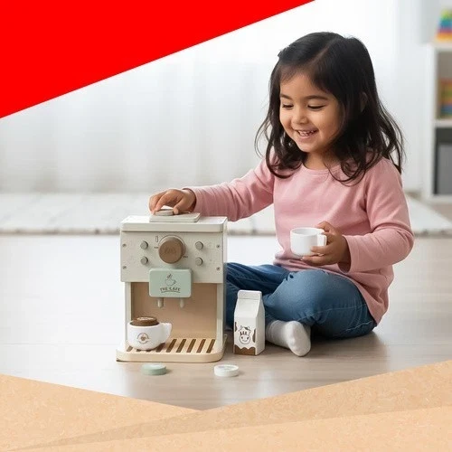 Macchina per il caffè in legno per bambini+ accessori - Giocattolo creativo da regalare