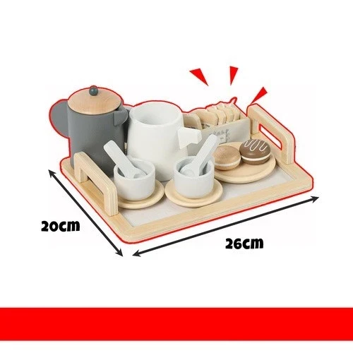 Giocattolo in legno per bambini set colazione gioco dolci tè biscotti tazzine