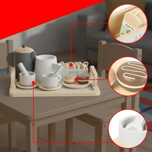 Giocattolo in legno per bambini set colazione gioco dolci tè biscotti tazzine
