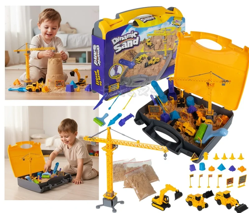 sabbia cinetica sand set sabbia modellabile con mezzi da cantiere e accessori