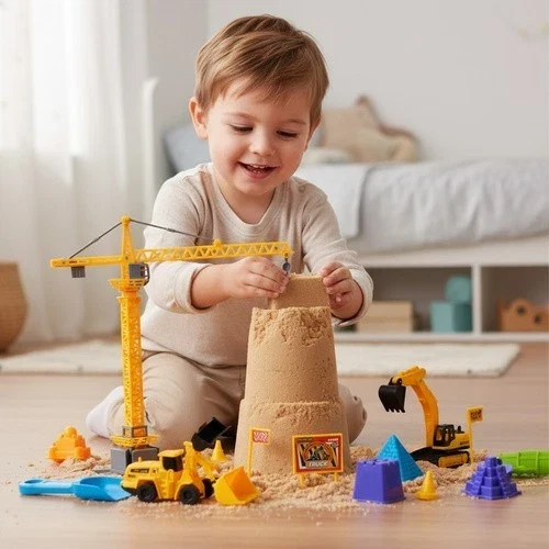 sabbia cinetica sand set sabbia modellabile con mezzi da cantiere e accessori