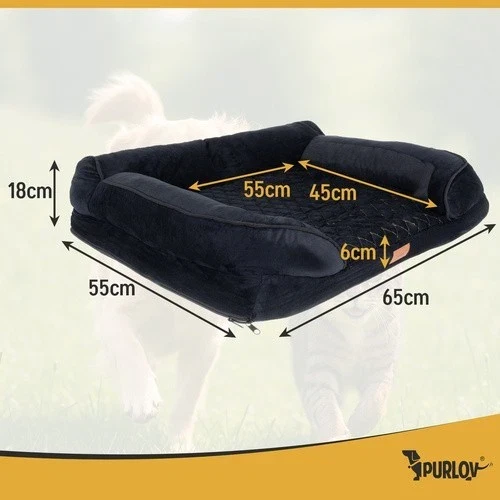 Letto ortopedico S Purlov 65×55×18 cm - schiuma, fodera con cerniera, fondo antiscivolo