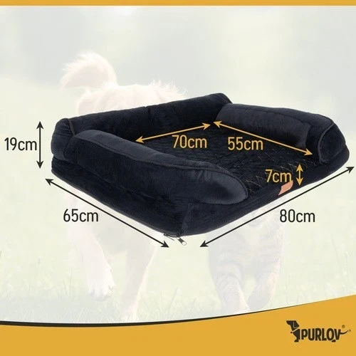 Letto ortopedico Purlov 80x65 cm - schiuma, fodera con cerniera, fondo antiscivolo