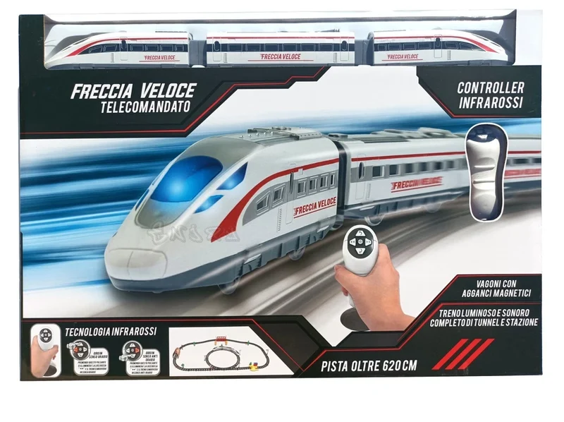 Pista elettrica a batteria pista del treno merci con vagoni