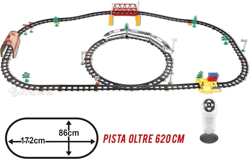 Pista elettrica a batteria pista del treno merci con vagoni