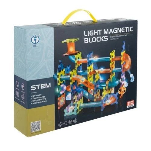 Costruzioni magnetiche giocattolo pista magnetica per biglie 3D per bambini, 110 pezzi!