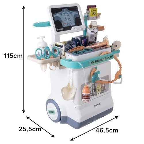 Kit medico per bambini - Stazione medica XXL con carrello ed ECG