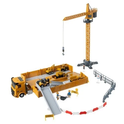 Set veicoli da costruzione con gru e tanti accessori