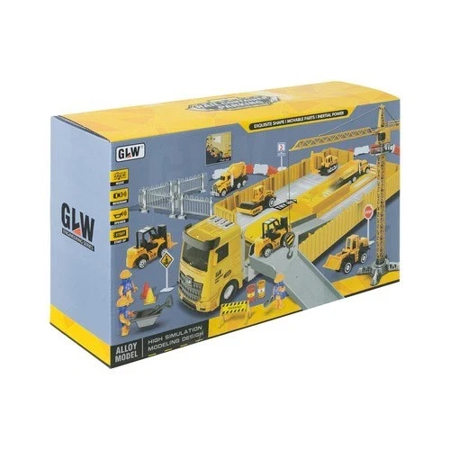 Set veicoli da costruzione con gru e tanti accessori