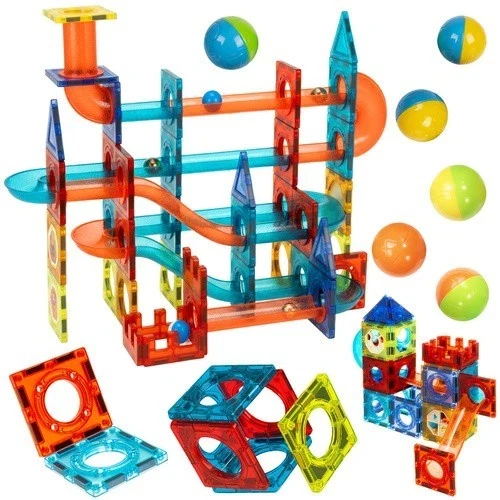 Costruzioni magnetiche giocattolo pista magnetica per biglie 3D per bambini, 96 pezzi!