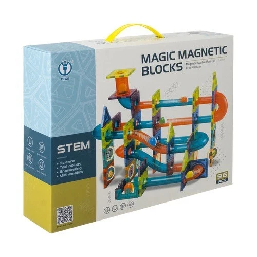 Costruzioni magnetiche giocattolo pista magnetica per biglie 3D per bambini, 96 pezzi!