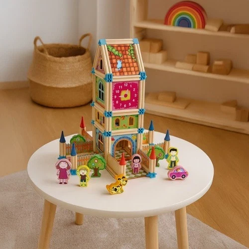 costruzioni per bambini set fattoria animali casetta con accessori blocchi costruzione