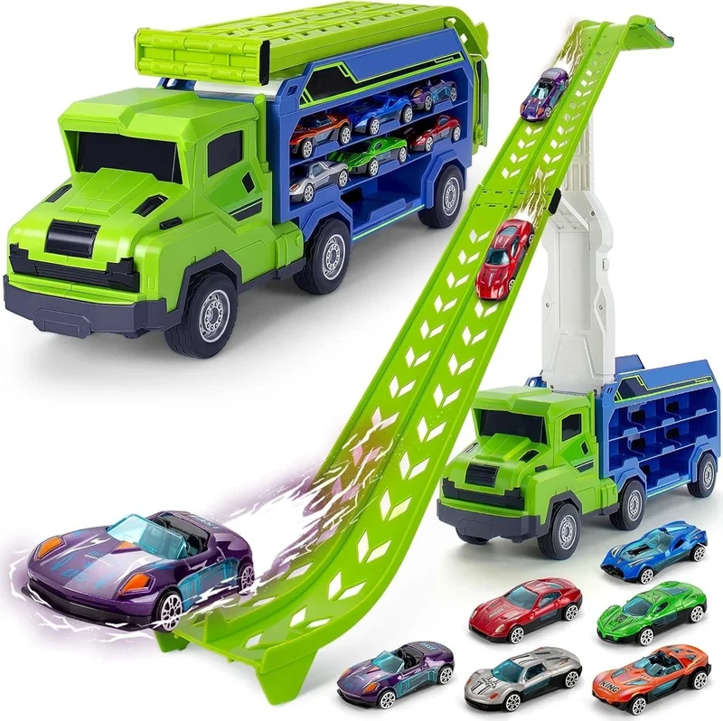 Camion con scivolo per bambini, pista per auto garage per macchinine giocattolo!