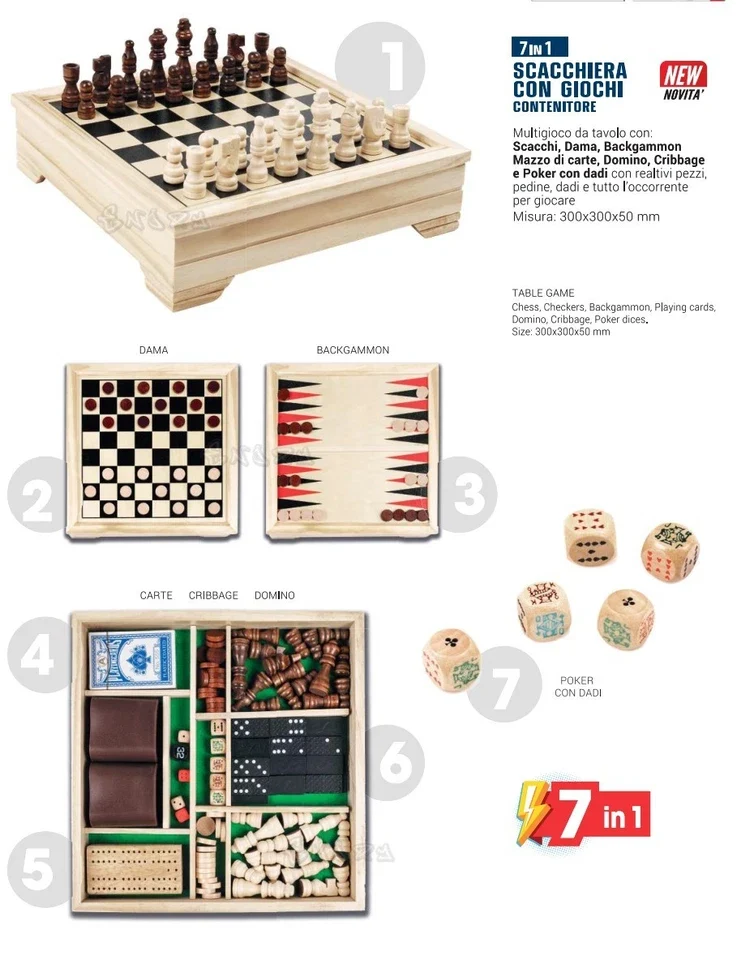 Scacchiera contenitore con giochi