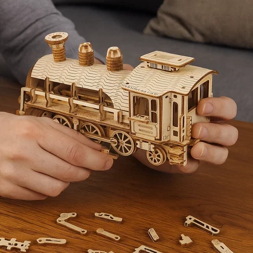 Locomotiva a vapore puzzle 3D con tender: divertimento sicuro e creativo