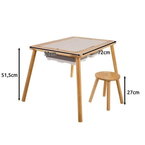 Tavolo per bambini in legno+ 1 sedia tavolino gioco studio lavagna contenitori