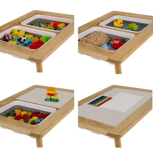 Tavolo per bambini in legno+ 1 sedia tavolino gioco studio lavagna contenitori