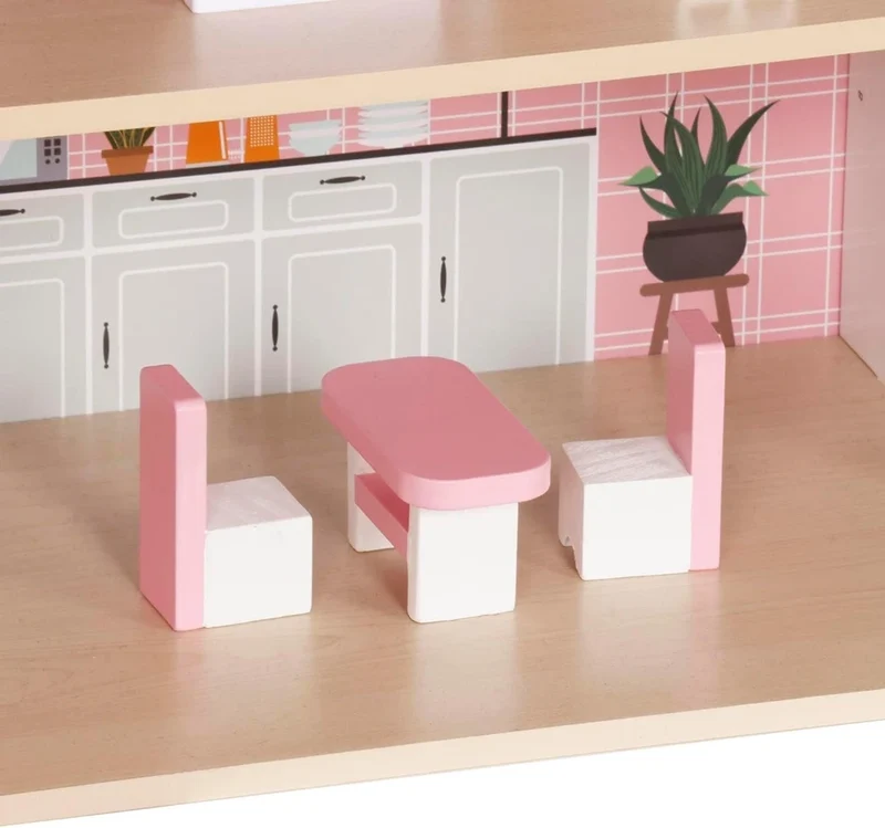 Casa delle Bambole in Legno XXL con luci Led 3 piani con mobili e accessori