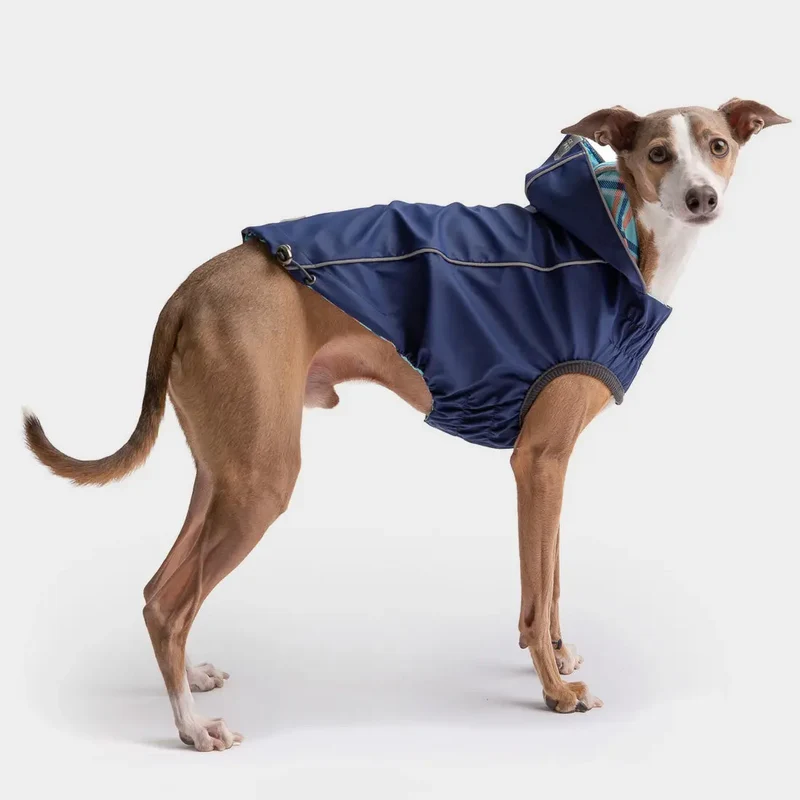 Reversible Dog Raincoat | Navy Plaid