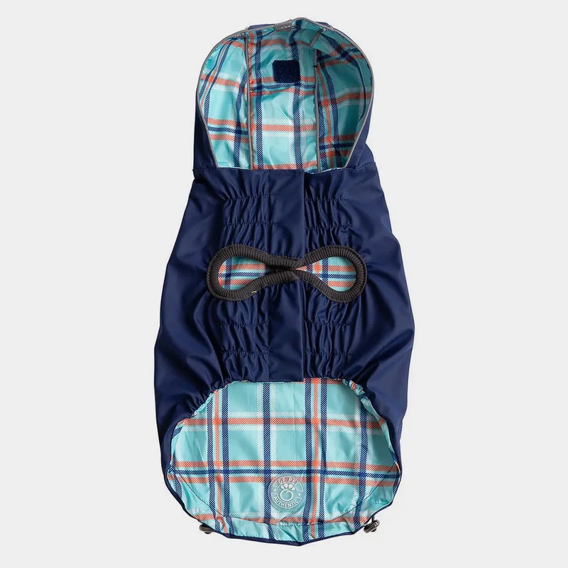 Reversible Dog Raincoat | Navy Plaid
