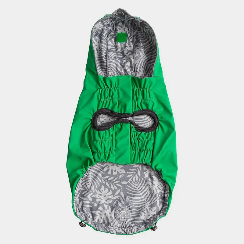 Reversible Dog Raincoat | Green Leaves