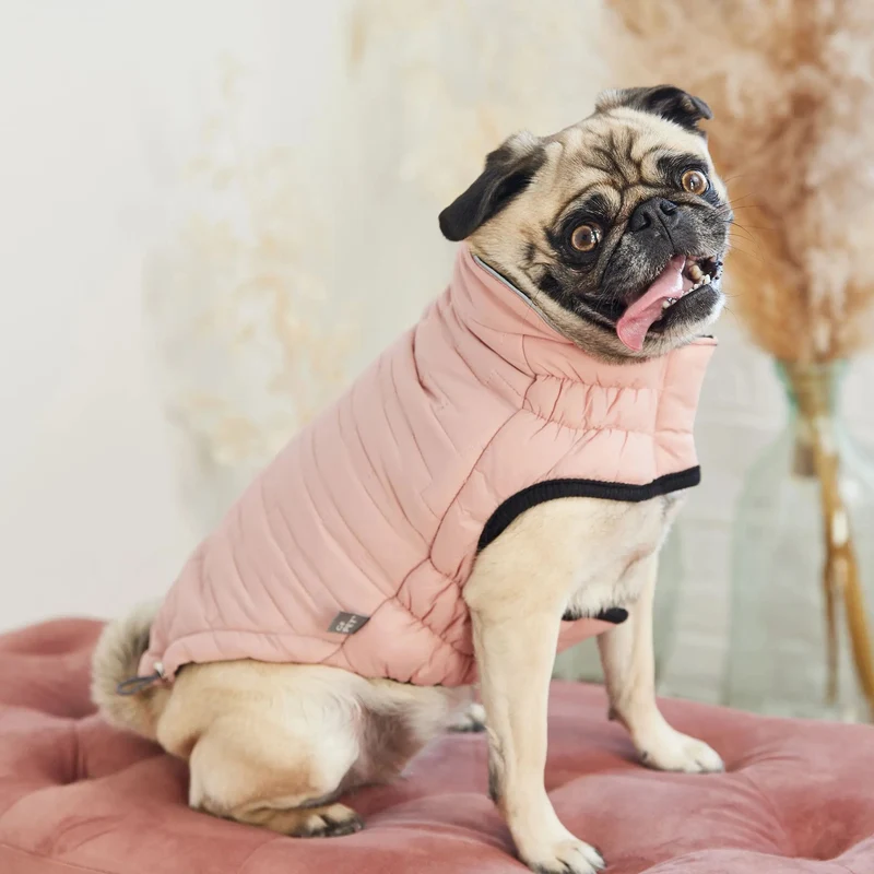 Reversible Chalet Dog Jacket | Pink Fleece