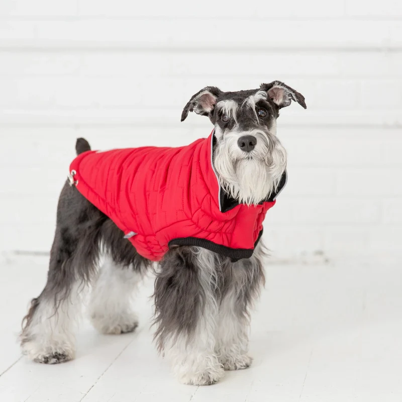 Reversible Chalet Dog Jacket | Red Fleece