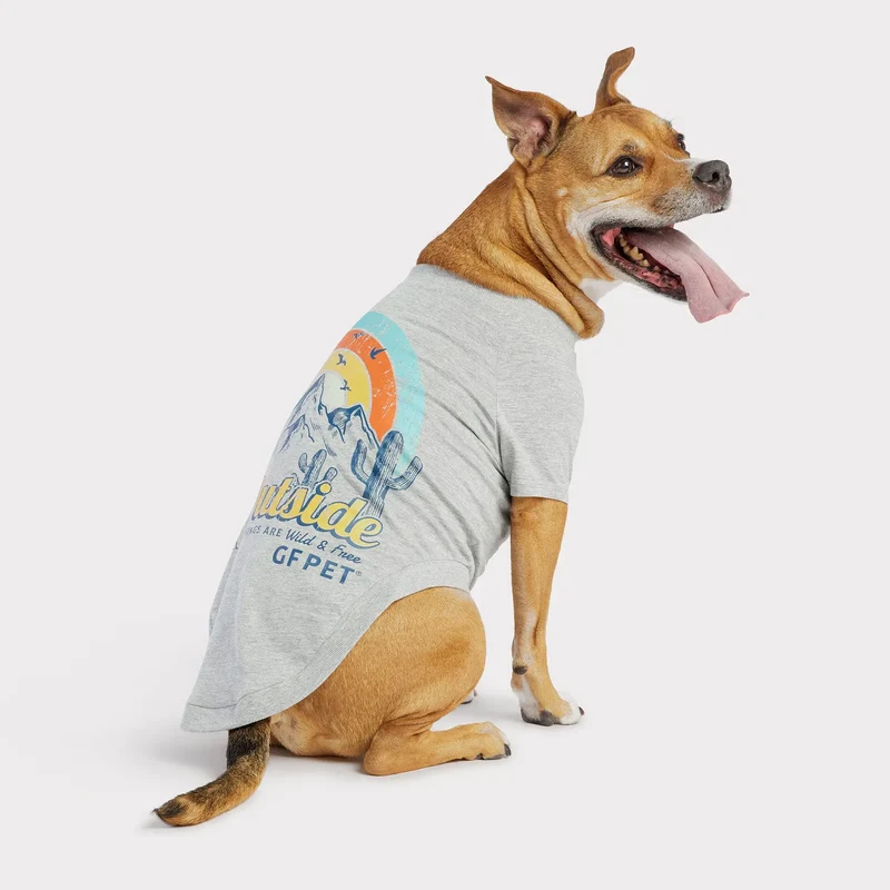 Graphic Tee Dog T-Shirt | Heather Grey