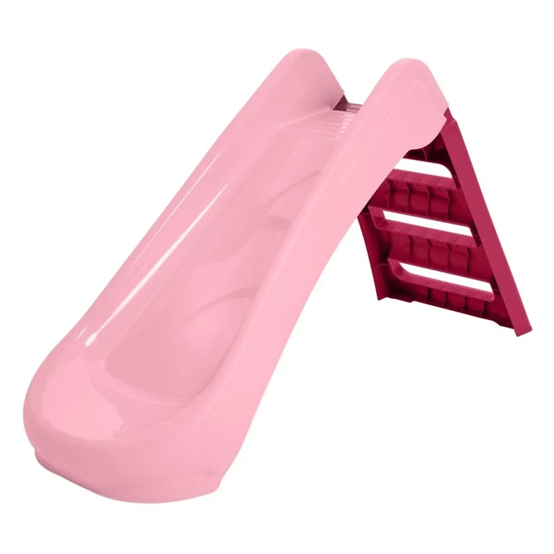 Scivolo rosa per bambini da giardino con 3 gradini 130x47x72 cm marchio CE