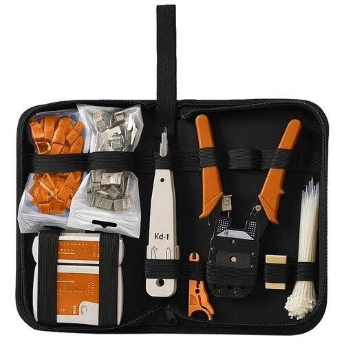 Kit tester cavo rete LAN RJ45 RJ11 pinza crimpatrice plug ethernet custodia