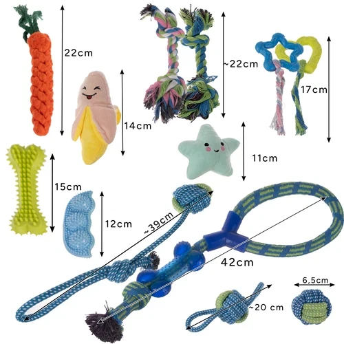 Tira-cani, giocattolo corda con nodi, grande set di giocattoli per cani 16 in 1 PURLOV!