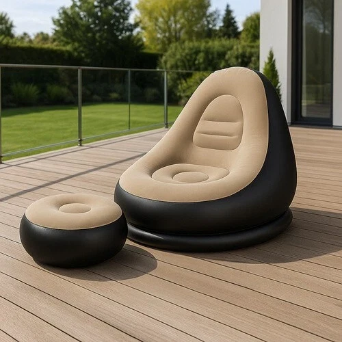 Poltrona Gonfiabile con Poggia Piedi da giardino Sedia lettino gonfiabile+ pompa