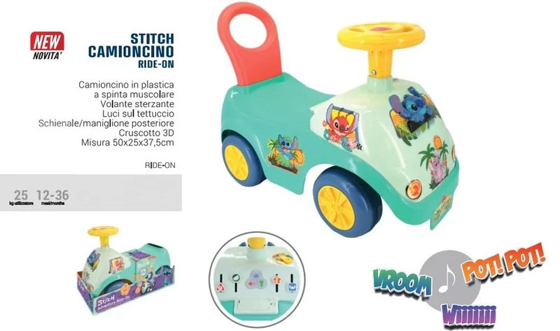 Auto a spinta ride on Lilo & Stitch disney cavalcabile bambini con luci suoni